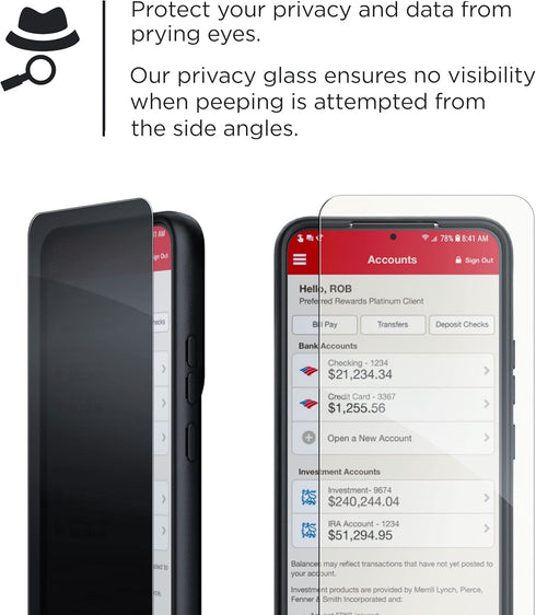 magglass Privacy Screen Protector for Samsung S20 FE, Tempered Glass Anti Spy Display Guard, Case Compatible