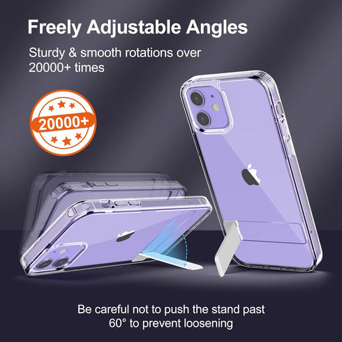 JETech Case for iPhone 12/12 Pro - 6.1-Inch Slim Shockproof Bumper Cover with 3-Way Metal Kickstand