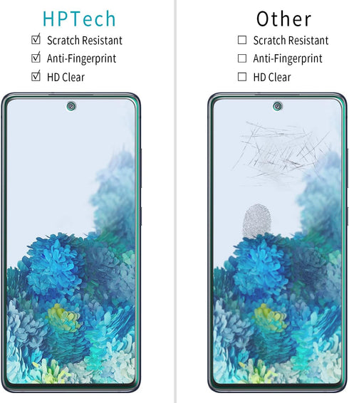 HPTech (2 Pack) Designed for Samsung Galaxy S20 FE, Galaxy S20 FE 5G, Galaxy S20 FE 5G UW Tempered Glass Screen Protector, 9H Hardness, Support Fingerprint Reader, Case Friendly