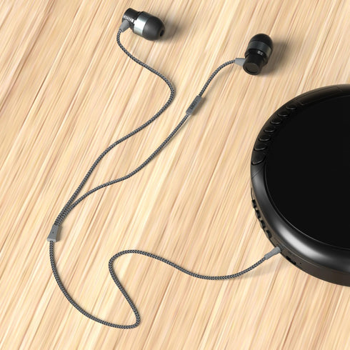 Coby Noise Isolating Metal Wired Earbuds, Tangle Free Braided Wire, Built-in Microphone, Noise Canceling Headphones