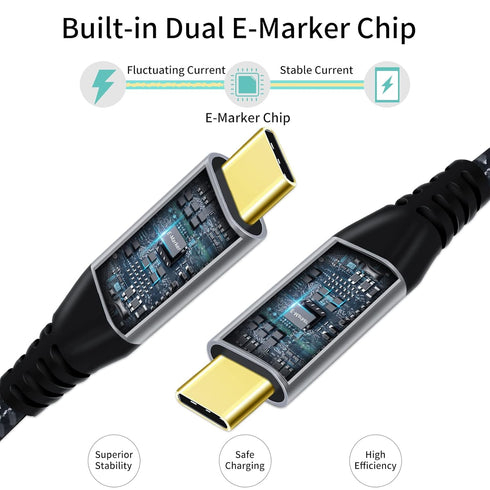 6FT USB C to USB C Cable: 20Gbps Data, 100W Fast Charge, 4K Video for MacBook, iPad, iPhone 15 Pro/Max, Samsung S21,