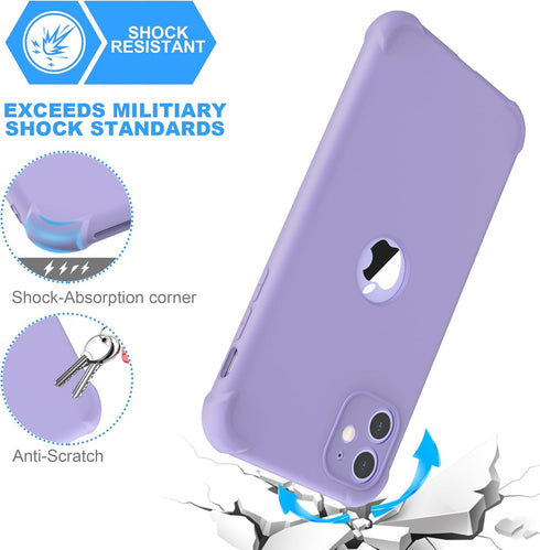 ORETECH iPhone 11 Case with 2 x Tempered Glass Screen Protector, 10 Ft Military Grade Drop Test, Full Body Protection