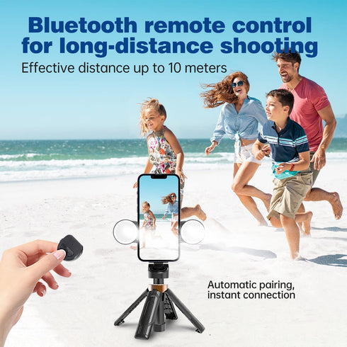 HYTAMY 360Rotation Phone Tripod, Selfie Stick Tripod for iPhone/Android with Remote & Light, Extendable Cell Phone