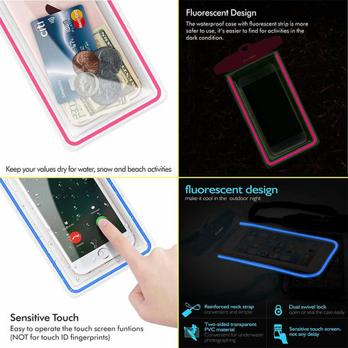 Universal Waterproof Phone Pouch, 4-Pack IPX8 Lanyard Case for iPhone 15 14 13 12 11 Pro Max, Galaxy S23 S22 S21