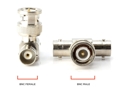 THE CIMPLE CO BNC T Adapter - T-Shaped Coax Splitter, 1 Male to 2 Female Ports - 4 Pack