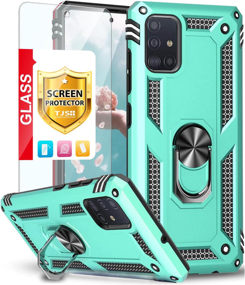 TJS Phone Case Compatible with Samsung Galaxy A71 5G/A91/M80s (Not Fit A71 4G/Verizon A71 5G UW), Teal, with Tempered