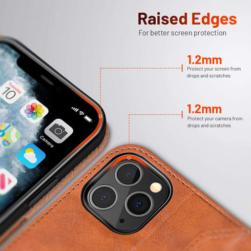 OCASE Retro Series Compatible with iPhone 12 Pro Case, Wallet Case with Card Slots, RFID Blocking, Brown
