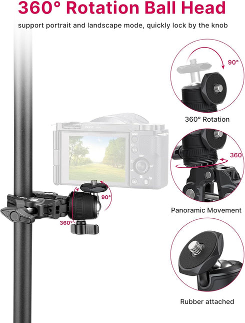 ULANZI Select R099 3.3lb 360 (GoPro/Insta360/DJI), ULANZI Super Clamp Camera Mount - Heavy Duty Load Metal Clamp