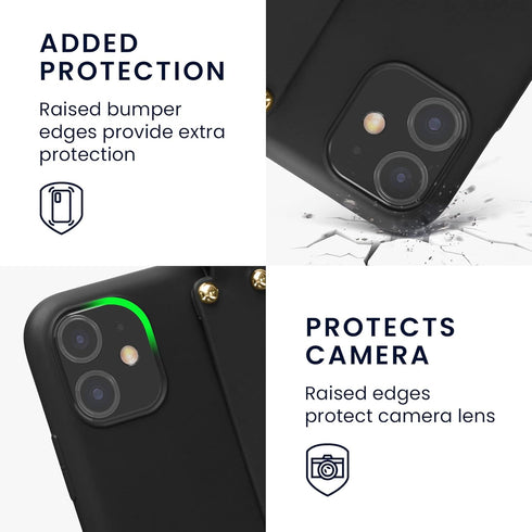 kwmobile Case for Apple iPhone 11 - Soft TPU Phone Cover with Hand Strap Holder and Lanyard in Black