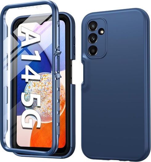 FNTCASE Shockproof Silicone Protective Phone Case for Samsung Galaxy A14-5G, Slim Dual Layer Rugged, Navy Blue
