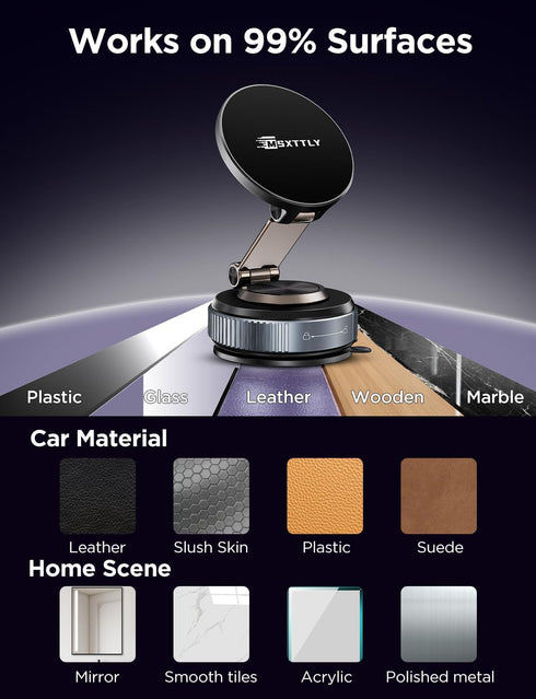 MSXTTLY Mount360 2026 17 16 15 14 13 12, Car Phone Holder Magnetic Phone Adjustable Suction Magnets for MagSafe