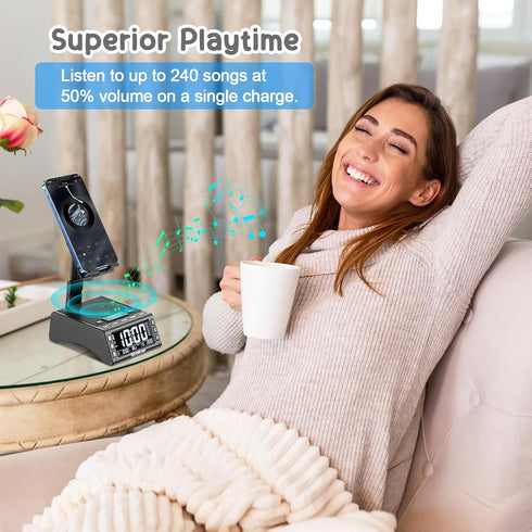 TechGlow Foldable Cellphone Stand with Bluetooth Speaker Charging Station - Birthday Gift Idea for Mom Dad, Cool Gadget