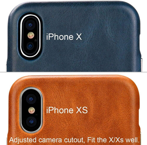 TOOVREN for iPhone X Leather Case, Ultra Thin Vintage Anti-Slip Grip Shell Hard Back Cover, Gray