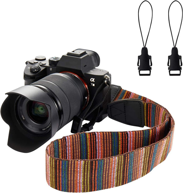 WANBY Multicolor Canvas Camera Strap, Neck Shoulder Strap with Quick Release Buckles for DSLR SLR