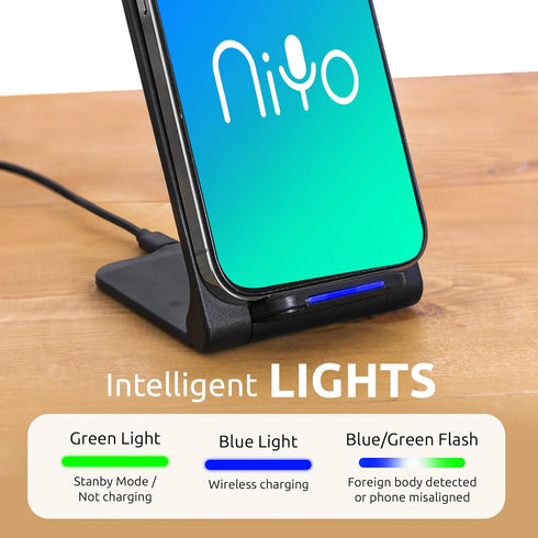 NiYo Portable Foldable Wireless Phone Charger Stand, Fast Charging for Qi Enabled Devices