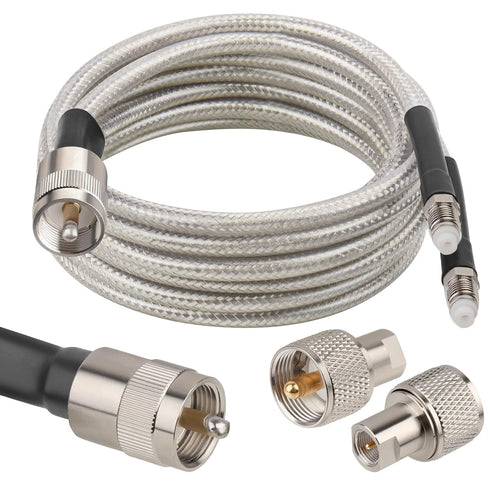 MOOKEERF Dual CB Antenna Coax Cable 6FT,Low Loss RG8X Stranded Core CB