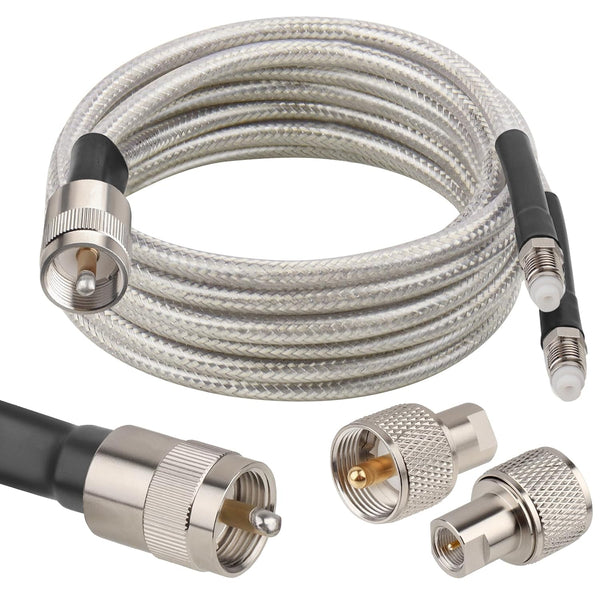 MOOKEERF Dual CB Antenna Coax Cable 6FT,Low Loss RG8X Stranded Core CB