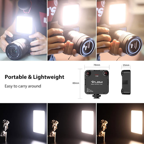 VIJIM LED Video Light, VL81 On Camera Light with 3 Cold Shoe, Rechargeable 3000mAh Battery, Dimmable 3200K-5600K