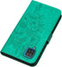 Flip Cover Phone Case Wallet for Samsung Galaxy A12, Butterfly Floral Embossed, Wrist Strap, Card Holder, Green