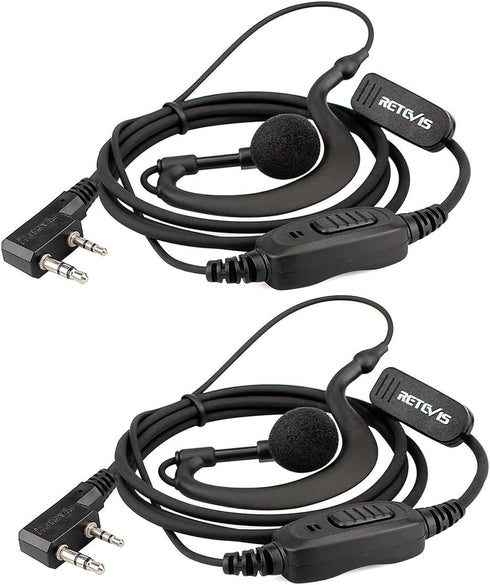 Retevis 2 Way Radio Earpiece, C-Type Earhook Headset with Mic, 2 Pin, Compatible with RT22, RT68, BAOFENG Walkie Talkies