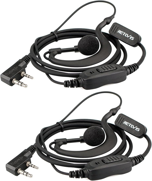 Retevis 2 Way Radio Earpiece, C-Type Earhook Headset with Mic, 2 Pin, Compatible with RT22, RT68, BAOFENG Walkie Talkies