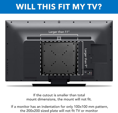 Mount-It! 2342 Inch 200x200 66 lb 0.7 Inch Low Profile Fixed TV Wall Mount Ultra Slim Flush Design for Screens Fits