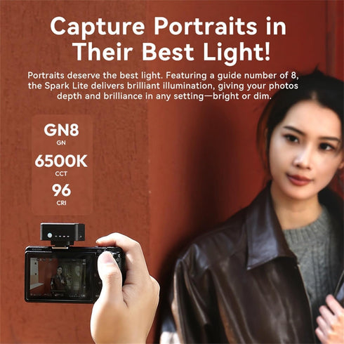 ULANZI SL02 GN8 6500K 4 ZV-1/ZV-E10/Canon/Nikon/Fuji/Panasonic/Leica/Olympus, ZV-1F Camera Flash with Video Light, Mini