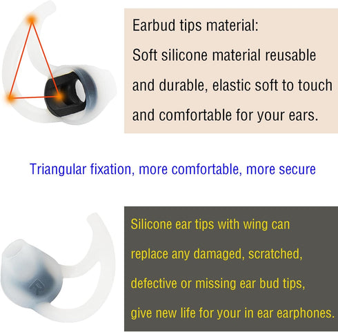 Silicone Earbud Replacement Tips, Covers Compatible with Bose SoundSport, Freestyle IE2 IE3 Headphone, 3 Pairs S M L