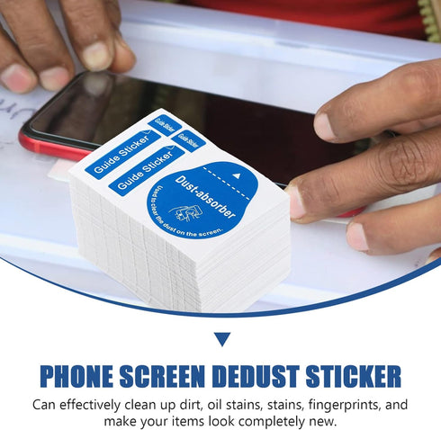 200pcs Glass Dusting Stickers for Phone Removal, Laptop Computer Guide Touch Blue Cell Duster