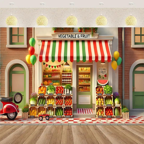 Generic 9 6feet) Vegetables Fruits Shop Backdrop Fresh Fruit Shelves Organic Food Vegetables Photography Background