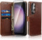 MONASAY Flip Folio Wallet Case for Samsung Galaxy S24+ Plus 5G, 6.7", Brown, with RFID Blocking & Lens/Glass Protector.