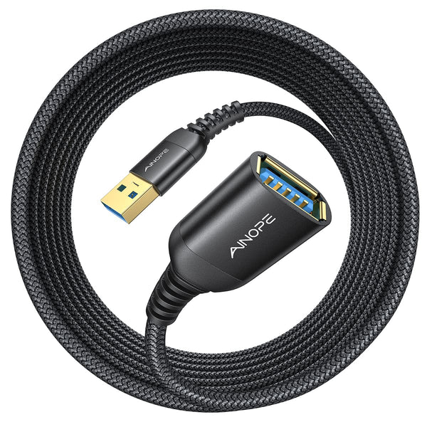 AINOPE 20FT USB 3.0 Extension Cable - Male to Female, High Data Transfer for Webcam, Gamepad, Keyboard, Hard Drive,