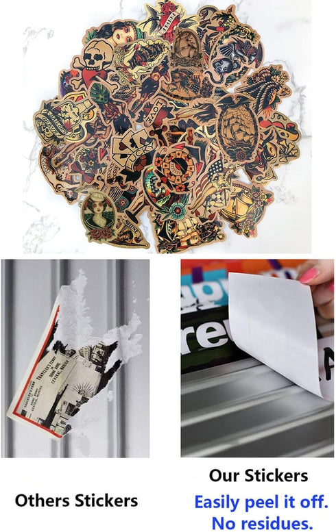 Vintage Stickers Pack, 100pcs Retro Girl Sailor Waterproof Vinyl Decals for Water Bottles, Laptops, Cars, Skateboards
