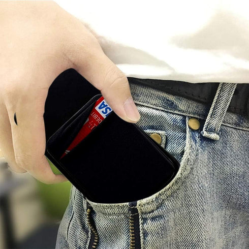ACKLLR 3 Pack Cell Phone Card Holder, Adhesive Sticker for Back of Phone, Stretchy Fabric Card Sleeves