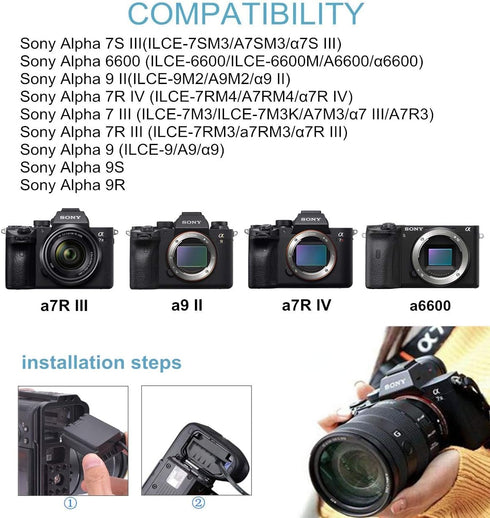 NP-FZ100 Continuous Power Adapter Dummy Battery Kit for Sony Alpha A6600, A6700, A7 Series Cameras