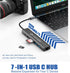 USB Hub 3.0, 7 in 1 Docking Station with 1000M Ethernet, 4K HDMI, 2 USB3.0, 100W PD, SD/TF Card Reader