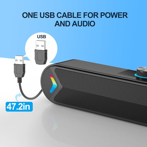 LENRUE Computer Speakers for Desktop, 10W PC Speakers for Desktop/Laptop/Tablet/Monitor, USB Soundbar