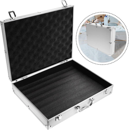 SUPVOX Lockable Aluminum Hard Case Briefcase Box for Tools, Cameras, Instruments, Silver