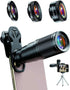 APEXEL 6 in 1 Phone Lens Kit - 22X Telephoto, 205° Fisheye, 120° Wide Angle & 25X Macro Lens, Compatible with iPhone &