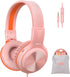 SIMOLIO Kids Headphones for Girls with MIC - Safe Volume Limiter 85dB/94dB/104dB, Foldable Sturdy & Lightweight Headset