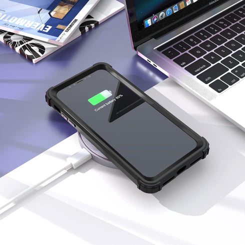 IDweel iPhone 11 Pro Max Case with Tempered Glass Screen Protector, Hybrid 3 in 1 Shockproof Slim Heavy Duty Cover