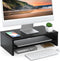 FITUEYES 2 Tier Monitor Stand - Black Wood Desktop Riser with 16.7 Inch Shelf for Laptop, Desk Organization, DT204201WB