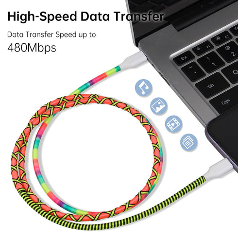 URIZONS 60W Fast Charging USB-C to Lightning Cable, Nylon Braided for iPhone 13, 12, 11, X, XS, XR, 8 Plus (2PCS)