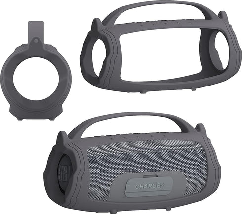 Silicone Cover Case Compatible with JBL Charge 4/Charge 5, Soft Skin Sleeve for Bluetooth Speaker Accessories (Gray)