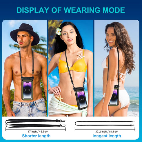 IP68 Floating Waterproof Phone Pouch - Case for iPhone 15 14 13 12 11 Pro Max, Float Dry Bag with Adjustable Lanyard