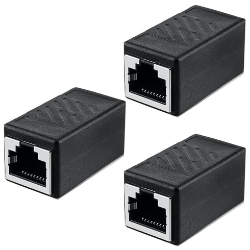 VGGUBKZ RJ45 Coupler 3-Pack, Ethernet Female to Female Connector for Cat7/Cat6/Cat5e Cables, Network