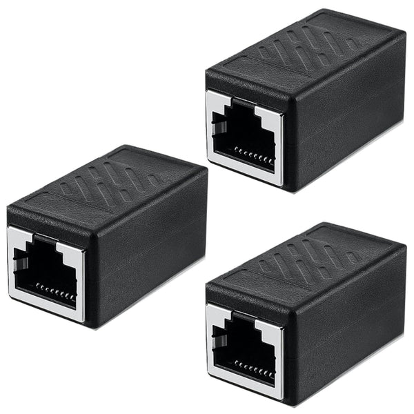 VGGUBKZ RJ45 Coupler 3-Pack, Ethernet Female to Female Connector for Cat7/Cat6/Cat5e Cables, Network
