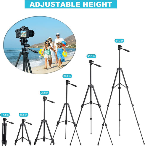 PHOPIK 55" 360 x5 Phone Tripod, Aluminum Extendable Tripod Stand with Shutter, Carrying Bag, Compatible