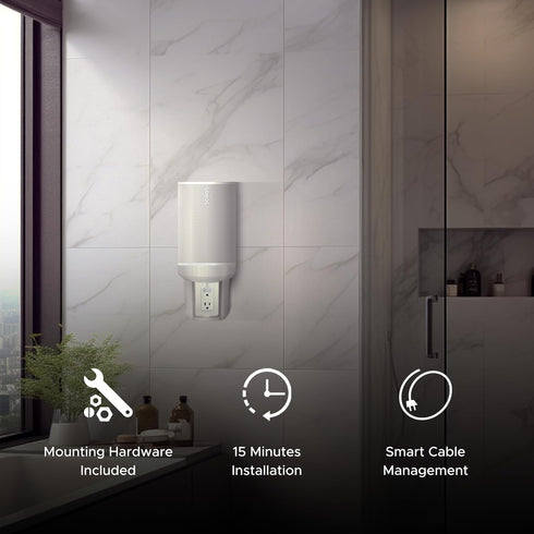 Sound Bass ERA100 Shelf Wall Outlet AC, White, Compatible with Sonos ERA 100, Easy Installation Mounting Kit Included