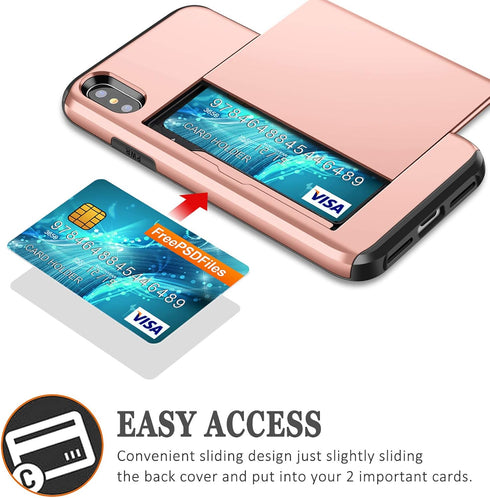 SAMONPOW iPhone X/XS Case Wallet Card Holder, Heavy Duty Protection, Shockproof Soft Rubber Bumper Cover